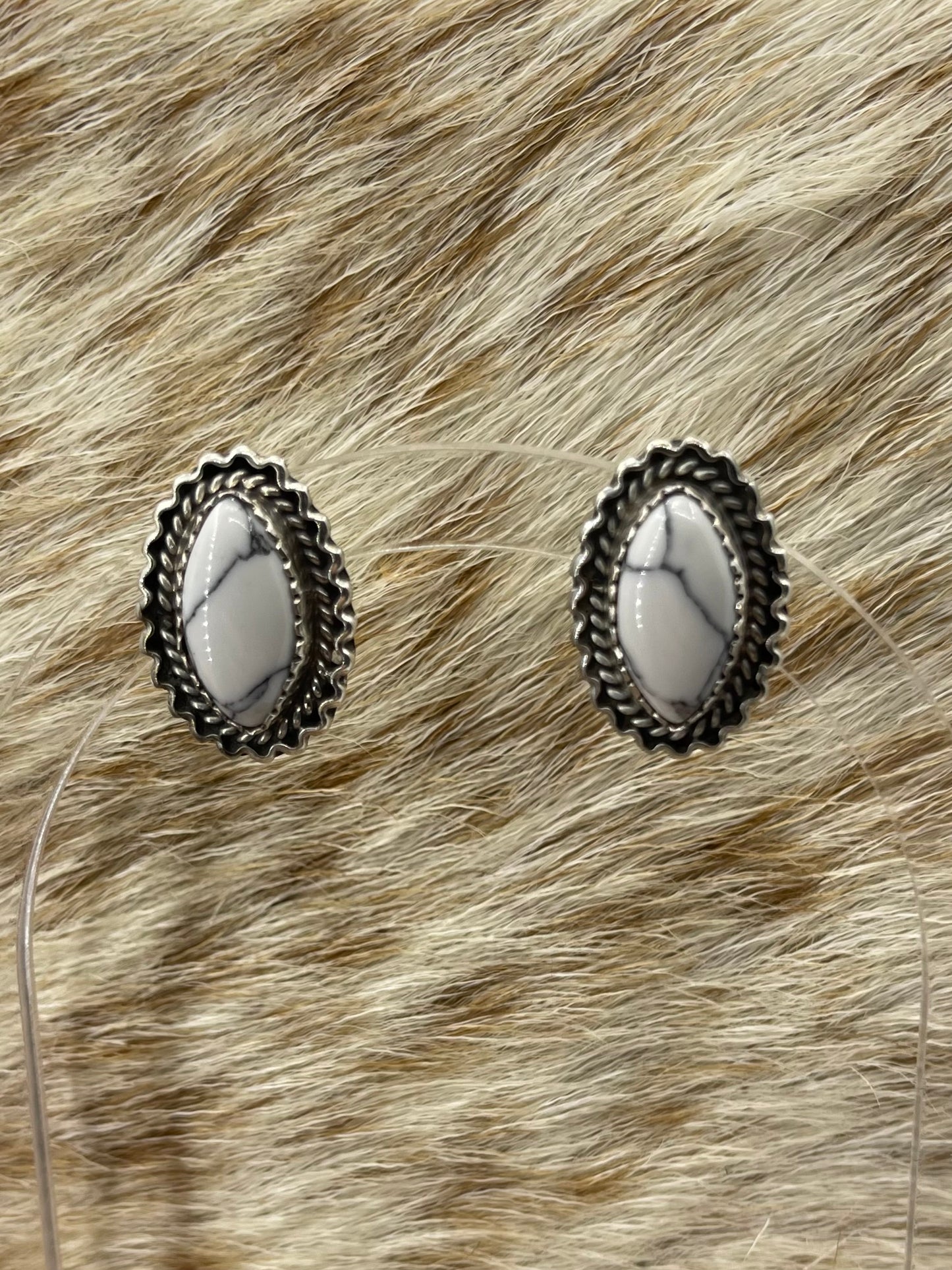 Howlite Post Earrings by Sharon McCarthy, Navajo