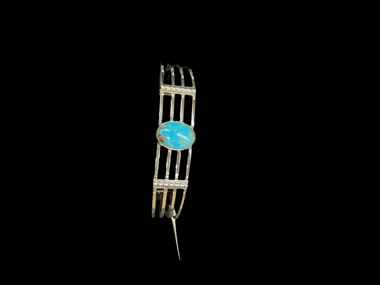 6"-7 1/4" Turquoise Oval 4 Row Cuff by Thomas Yazzie, Navajo