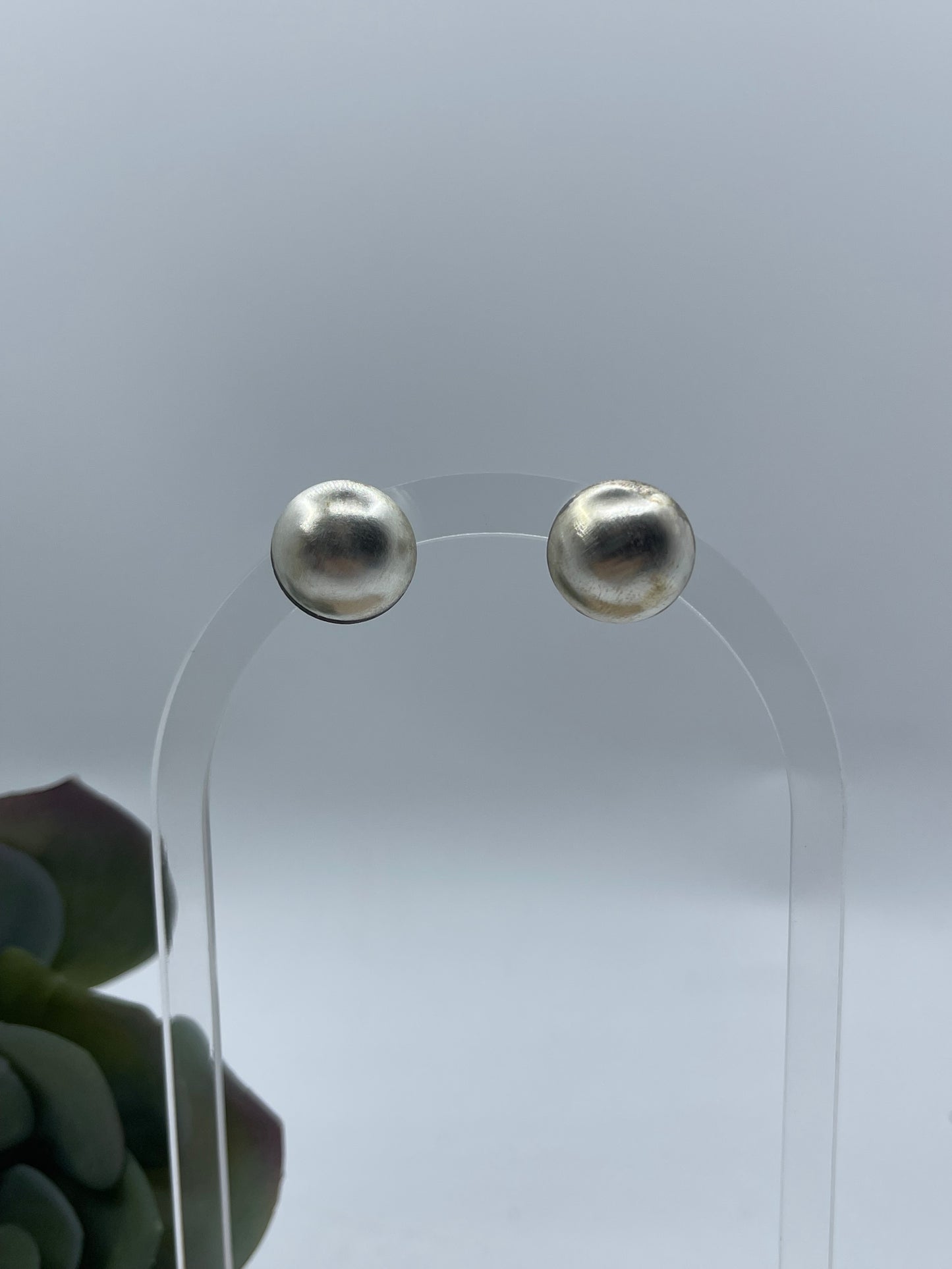 14mm Handmade Navajo Pearl Post Earrings by Monica Smith, Navajo