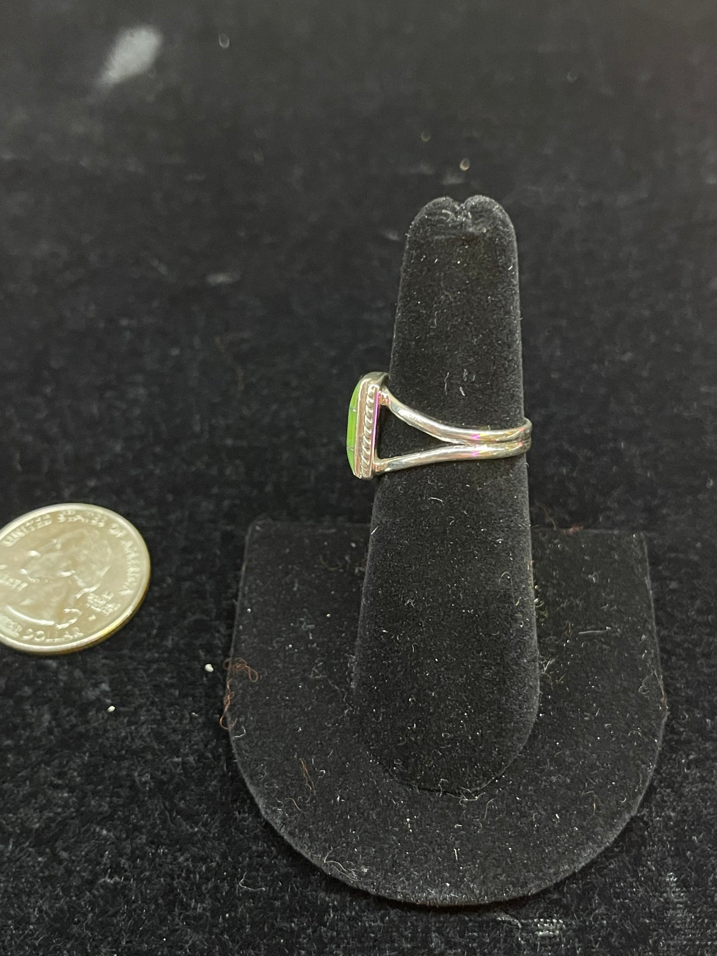 Green Opal Rectangle Ring
