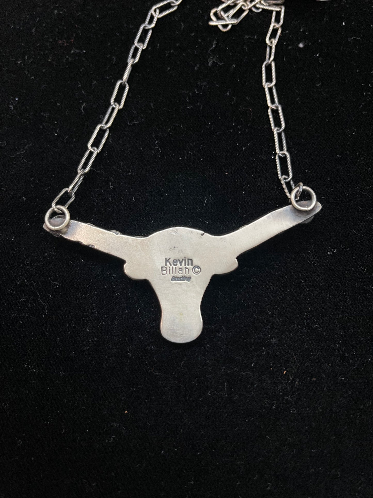 26" Longhorn Cow Necklace by Kevin Billah, Navajo