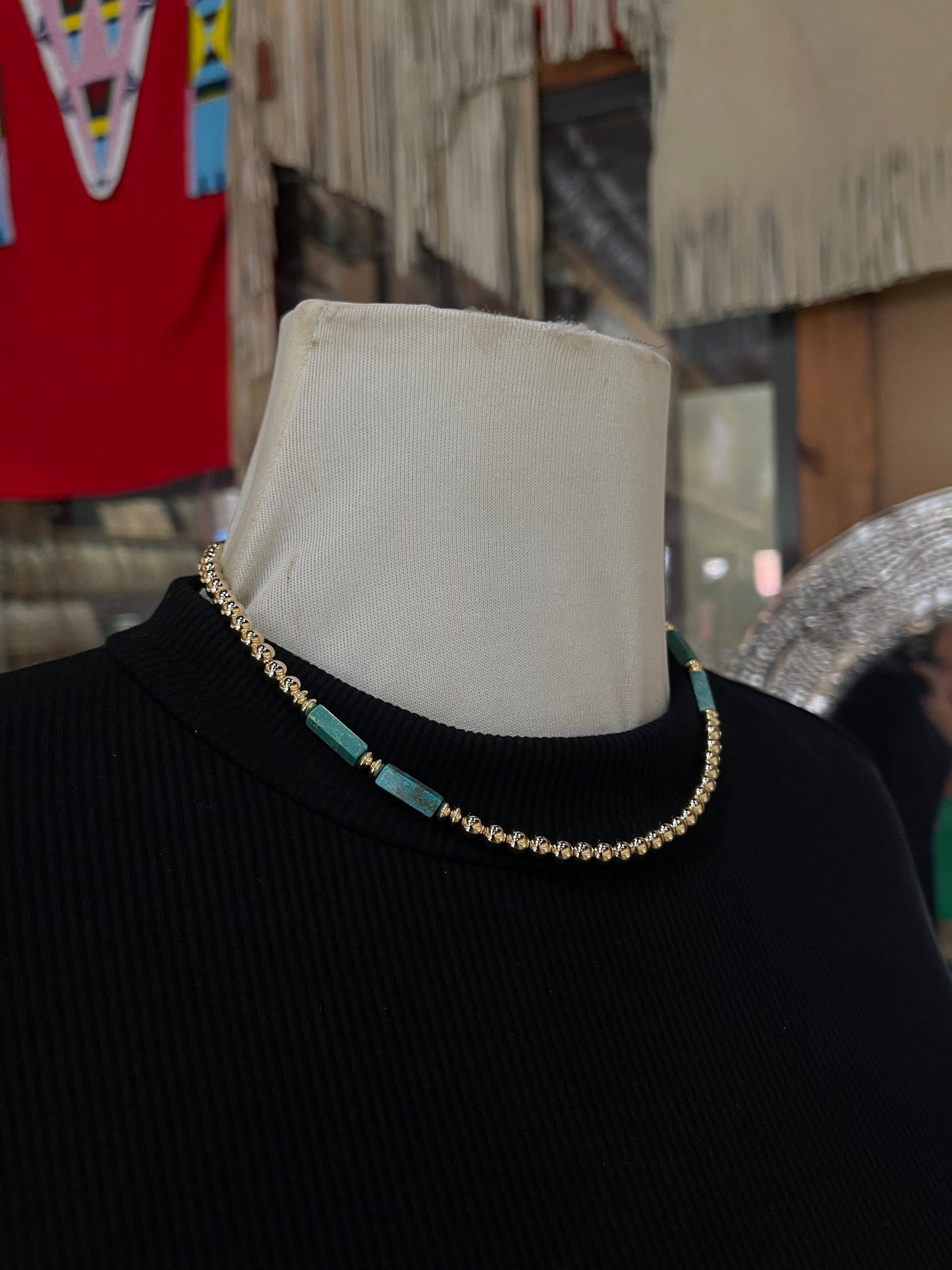 16"+2" 5mm 14k Gold Filled with Turquoise Necklace