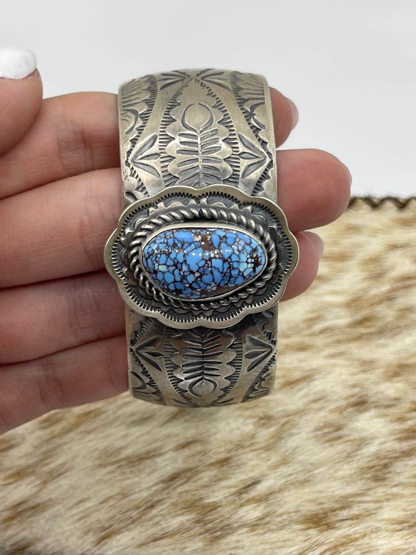 Golden Hill Turquoise 6”-7 1/2” Cuff by Boyd Ashley, Navajo
