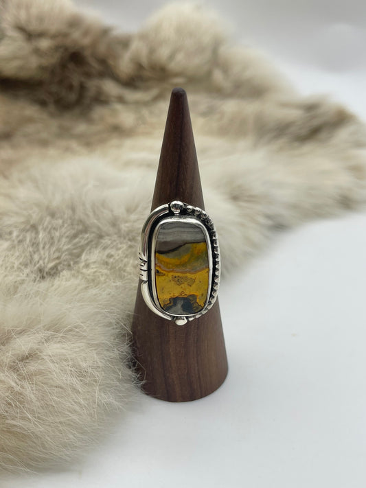 8.0 Bumblebee Jasper Rectangle Ring