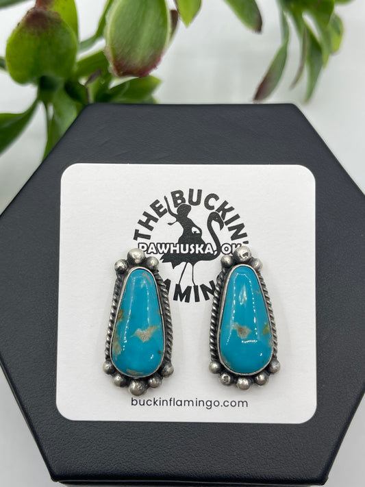Kingman Turquoise Teardrop Earrings