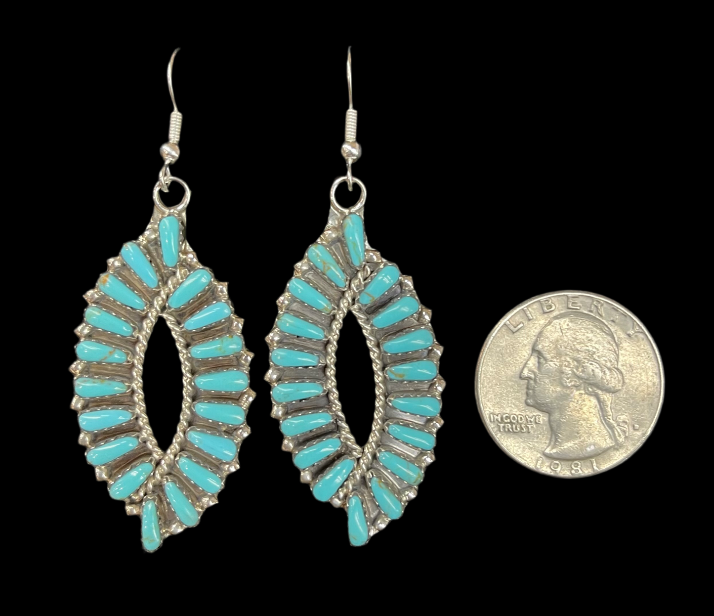 Multi-Stone Turquoise Hook Dangle Earrings by Tamara Benally, Navajo