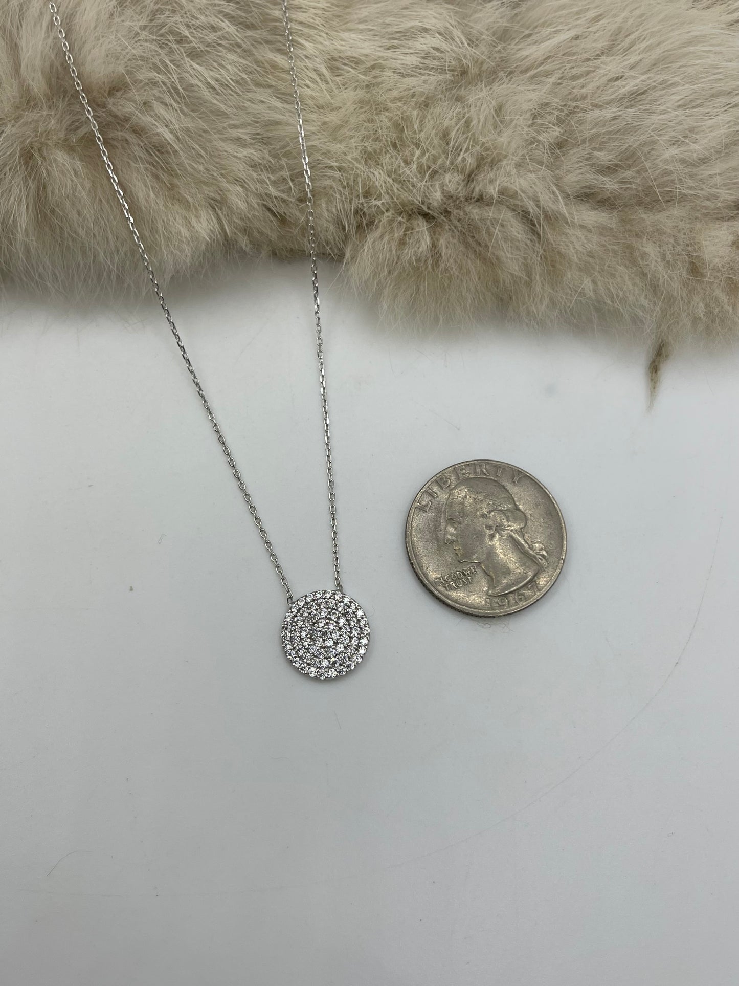 16”+2” Extender Cubic Zirconia & Sterling Necklace