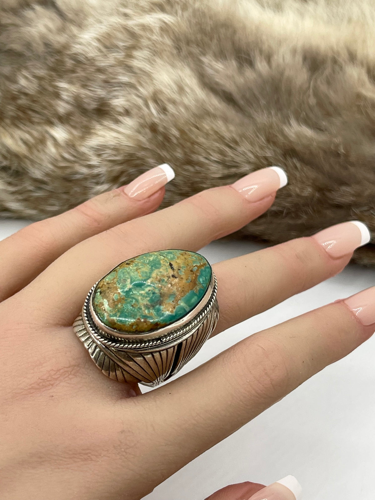 9.0 Royston Turquoise Ring by Steven Nez, Navajo