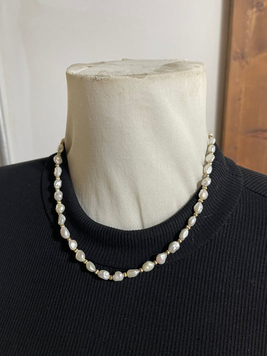 16''+2'' Extender Fresh Water Pearl With 14k Gold Filled Bead Necklace