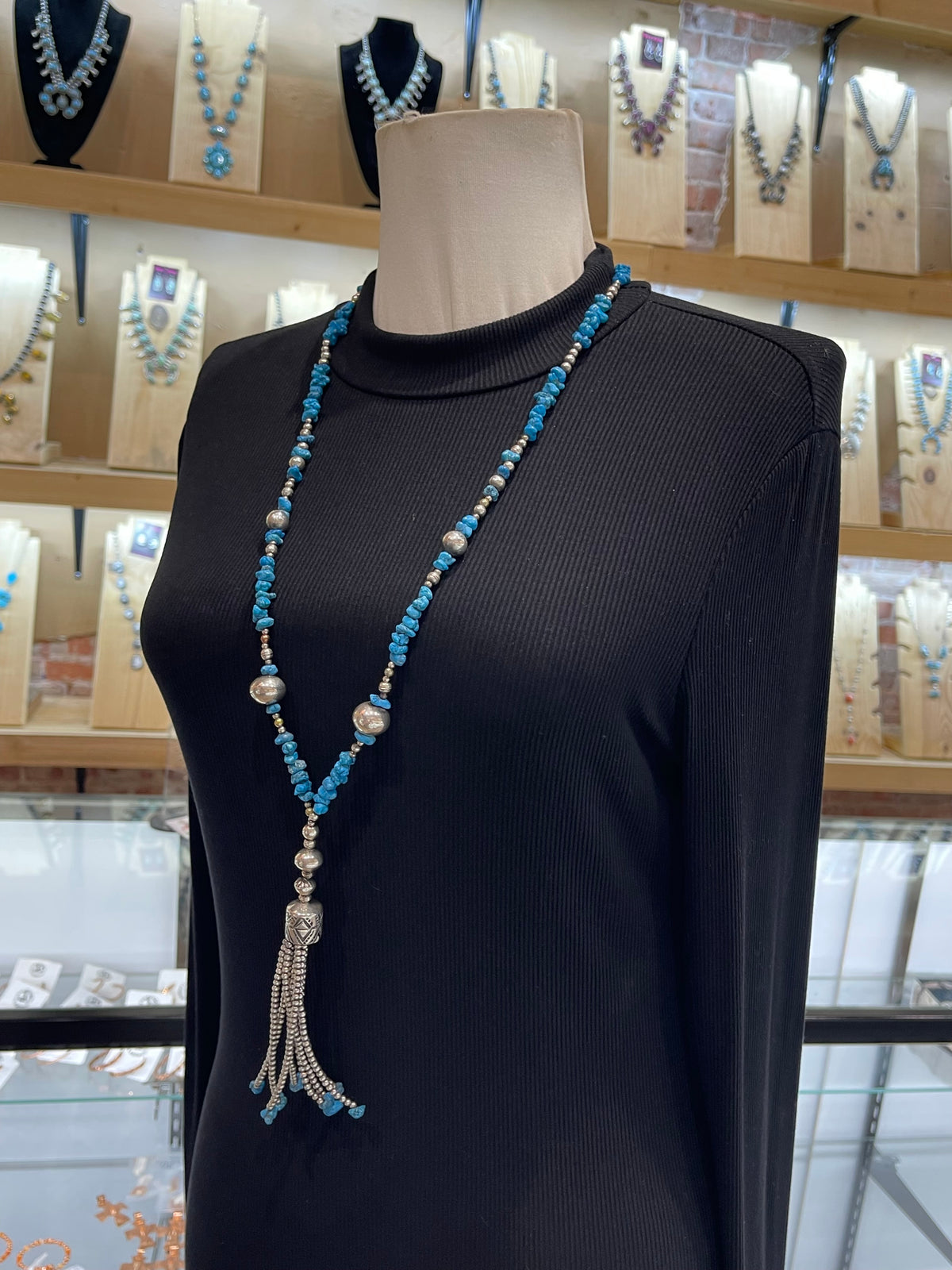 30”+6” Drop Turquoise & Navajo Style Pearls