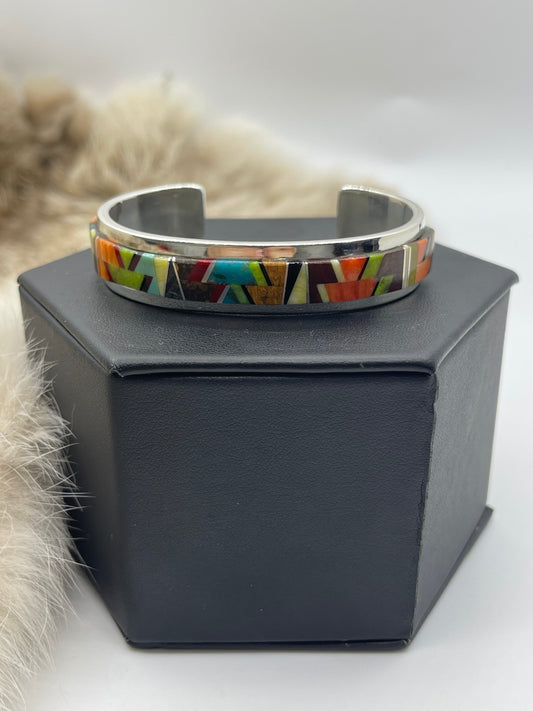 6.5" Inlay Cuff by Marie Jackson, Navajo