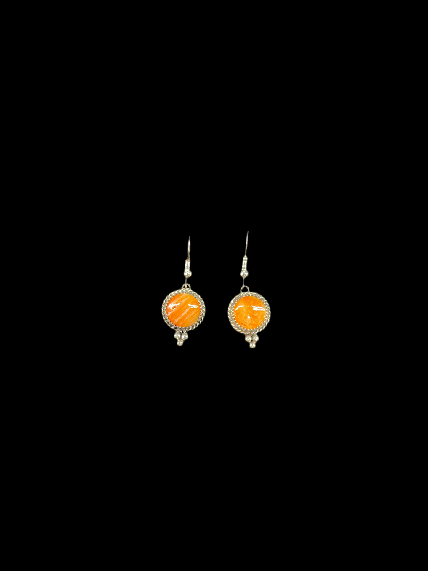 Orange Spiny Oyster Hook Dangle Earrings by Theresa Smith, Navajo