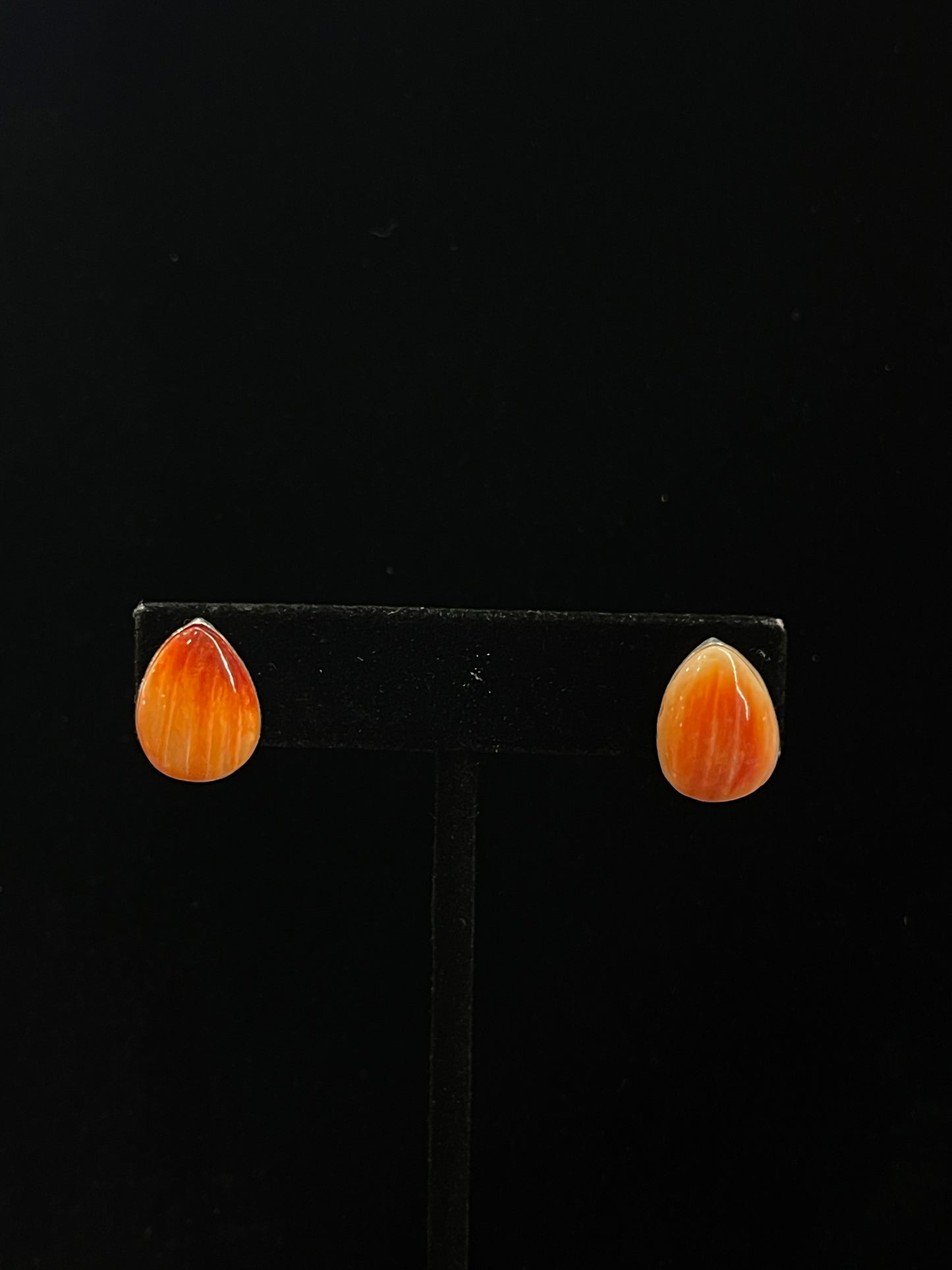 Orange Spiny Oyster Teardrop Post Earrings