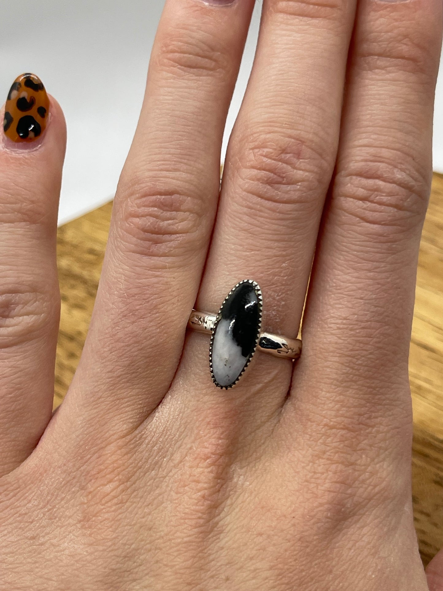 5.0 White Buffalo Ring by Arlene Lewis, Navajo