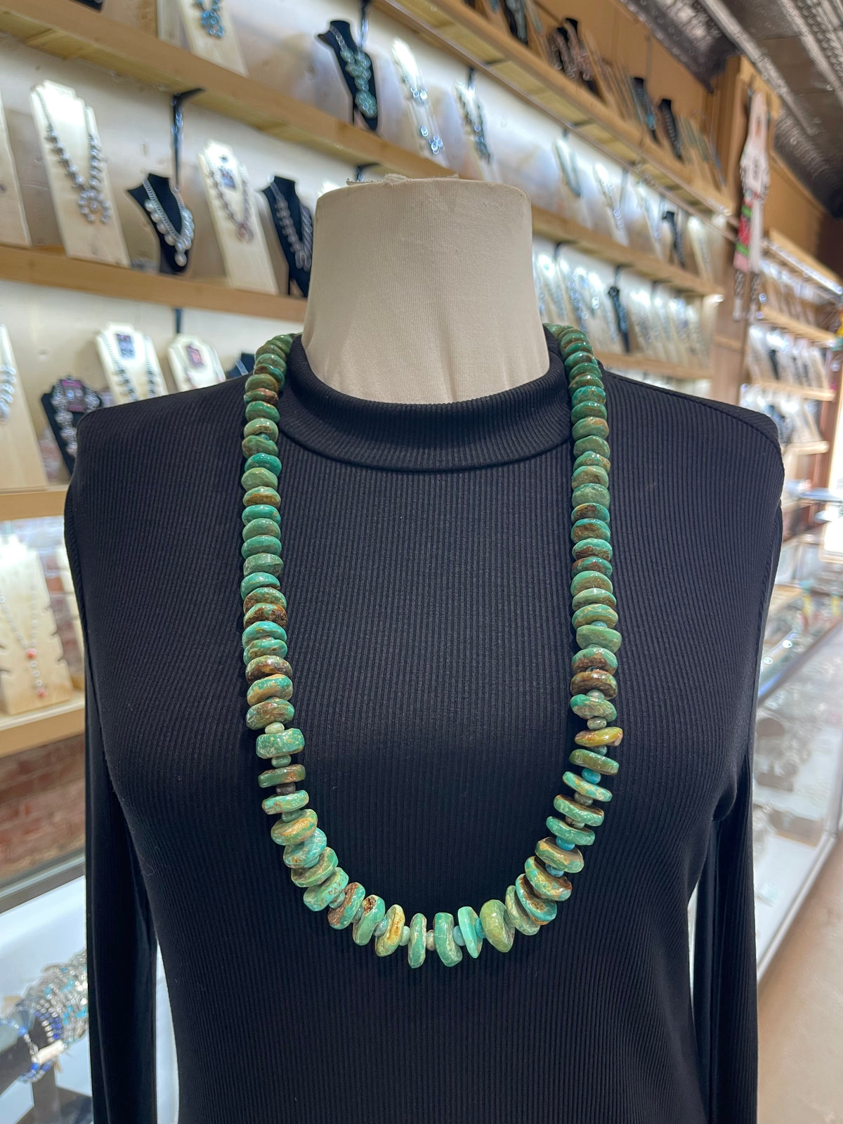 32" Royston Turquoise Natural Cut Bead Necklace