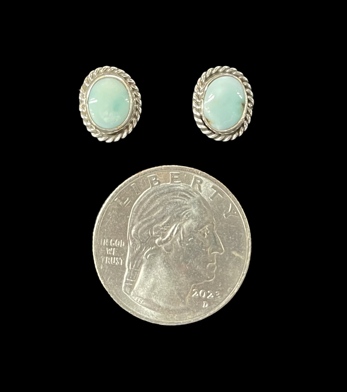 Dainty Turquoise Post Earrings by Jan Mariano, Navajo