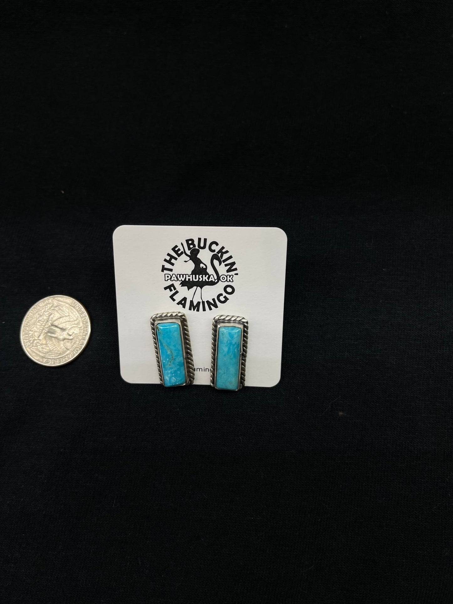 Turquoise Bar Post earrings by Judith Dixon, Navajo