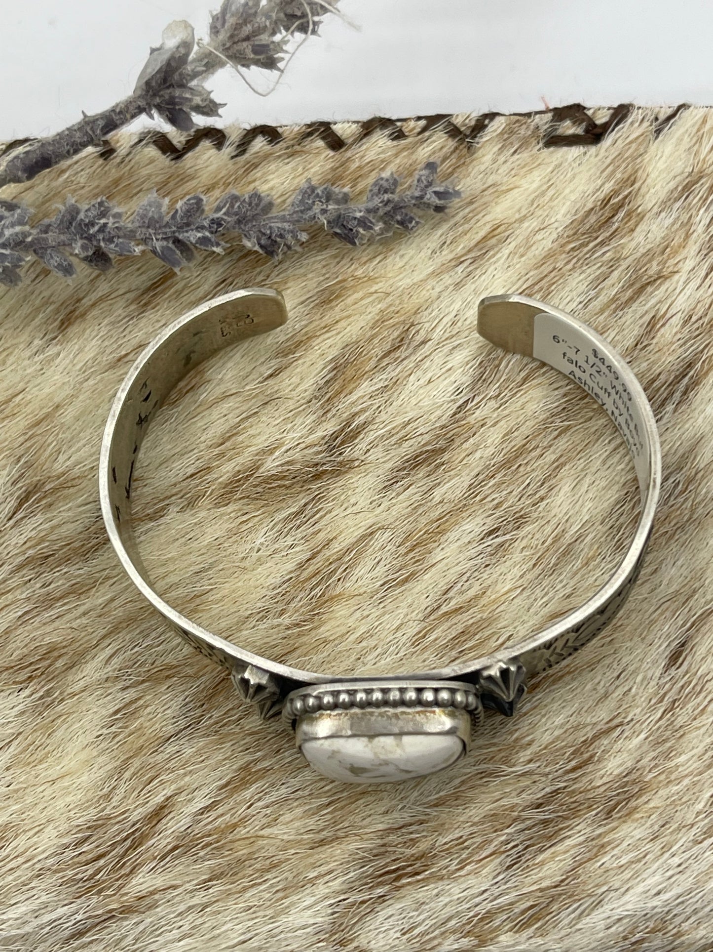 6"-7 1/2" White Buffalo Cuff by Boyd Ashley, Navajo