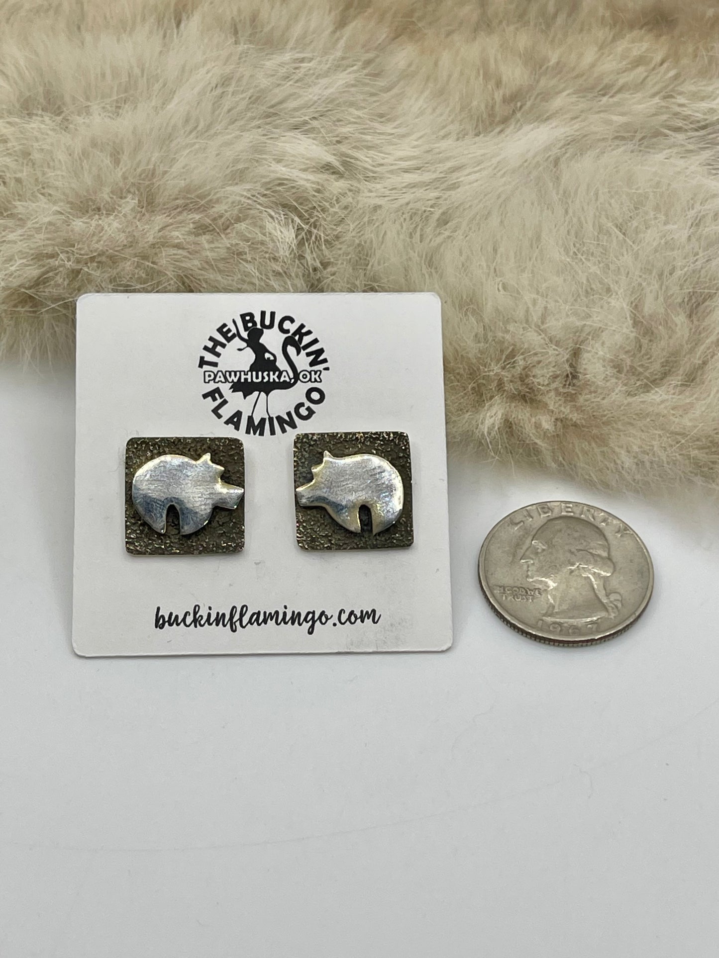 Bear Post Earrings by Alex Sanchez, Navajo