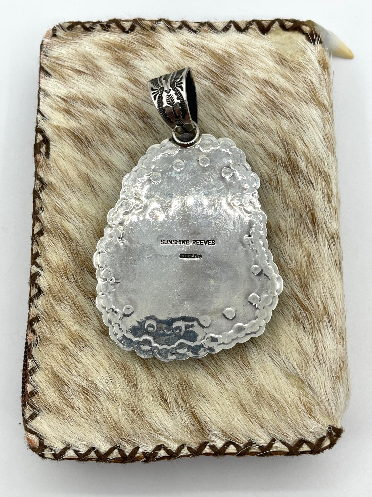 Royston Turquoise Pendant by Sunshine Reeves, Navajo 17mm Bail