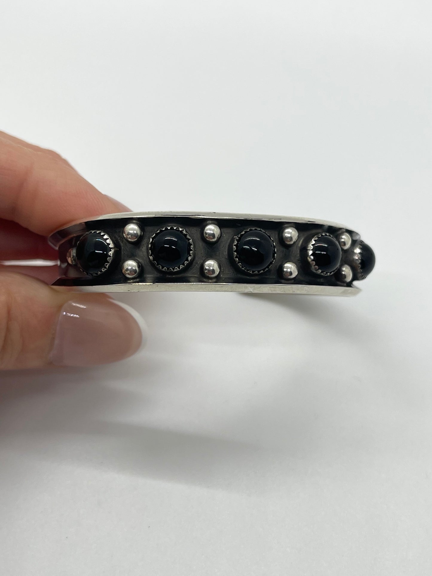 6 1/4" 5 Stone Black Onyx Cuff by Paul Largo, Navajo