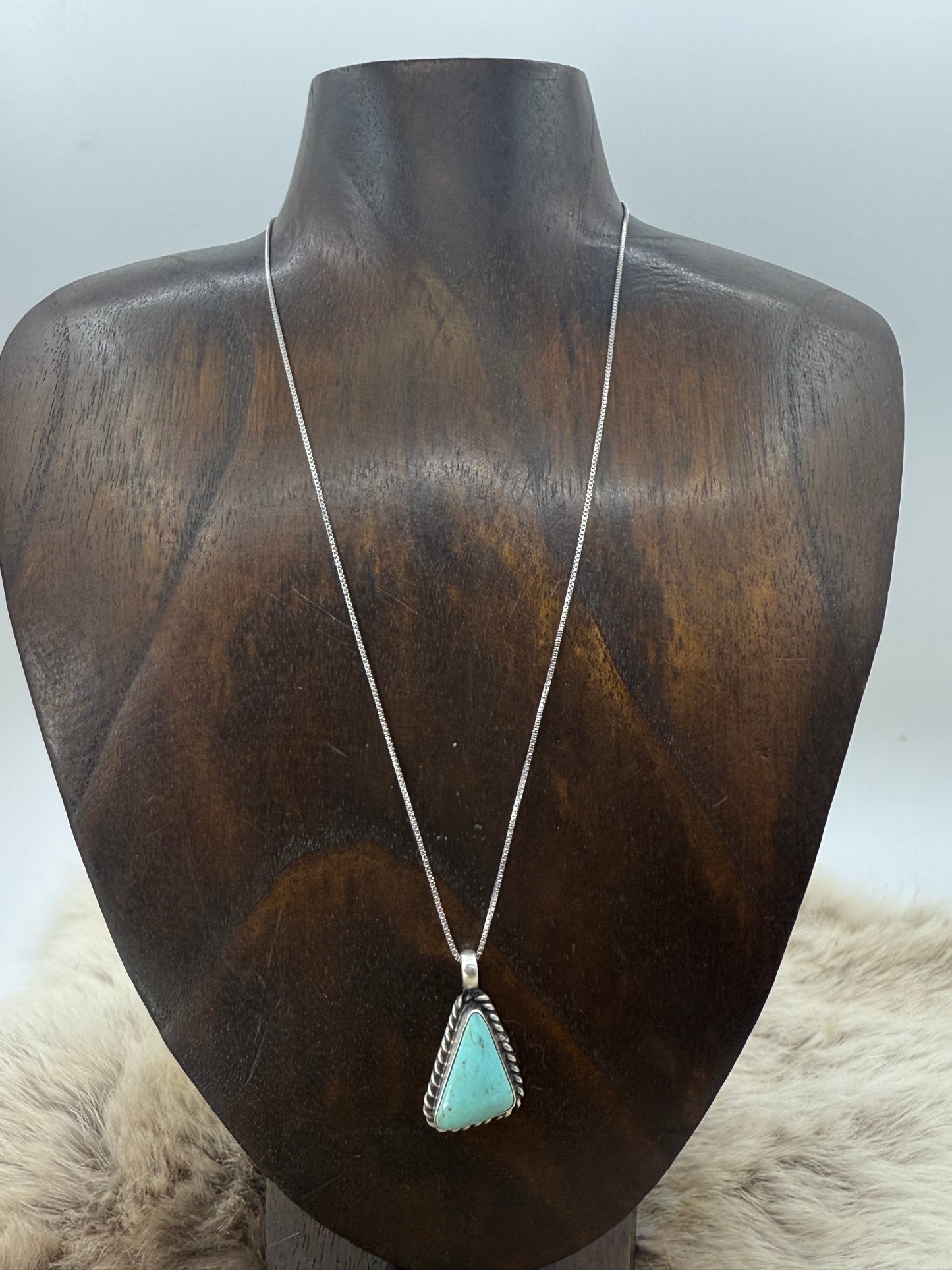 Kingman Turquoise Pendant on 18" Chain by Johnny Dixon, Navajo