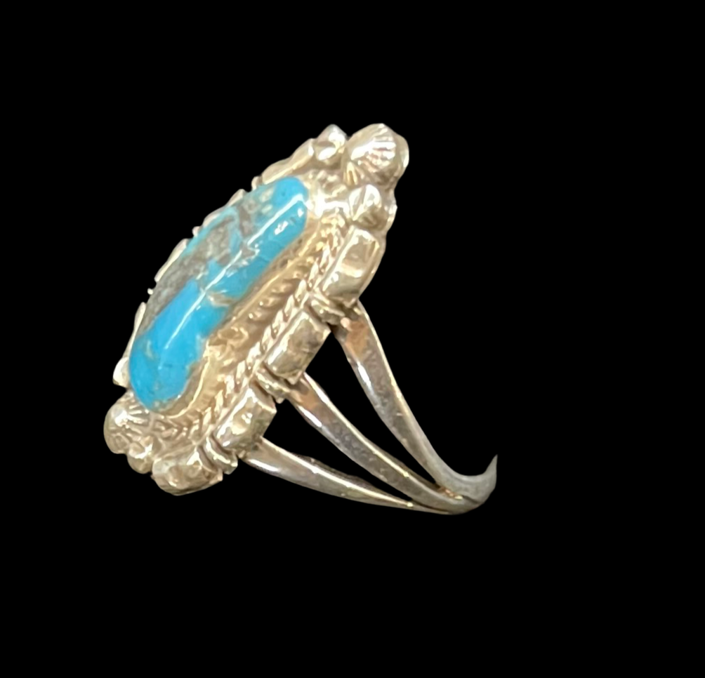 9.0 Turquoise Ring by Alice Sanders, Navajo