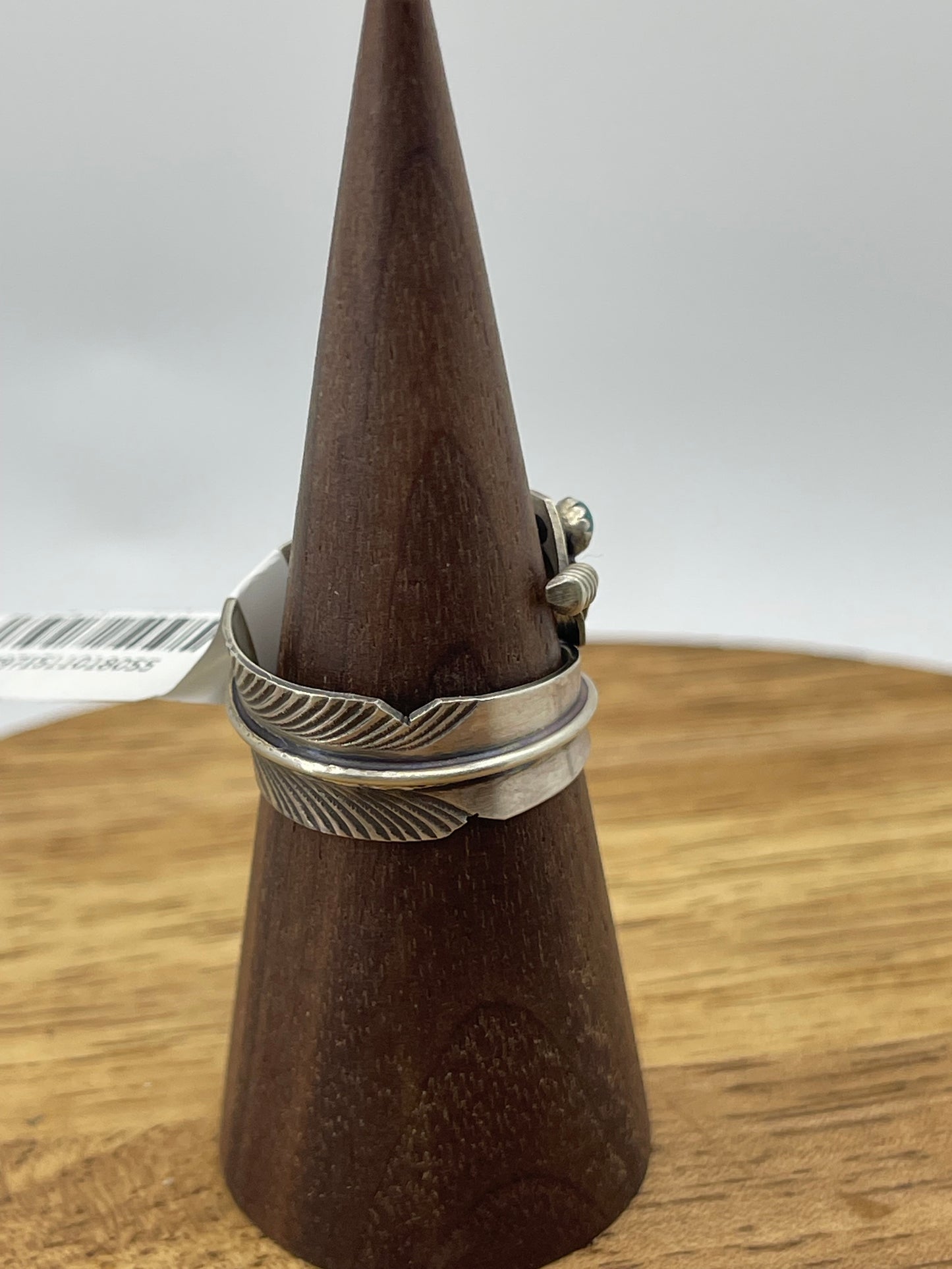 Adjustable Turquoise Feather Ring by Chester Charley, Navajo