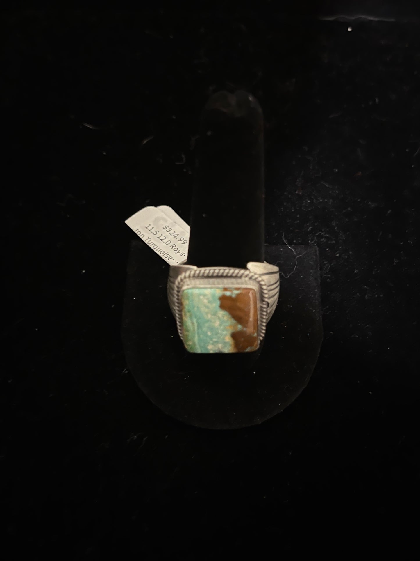 11.5 12.0 Royston Turquoise Square Thick Band Ring by J, Navajo