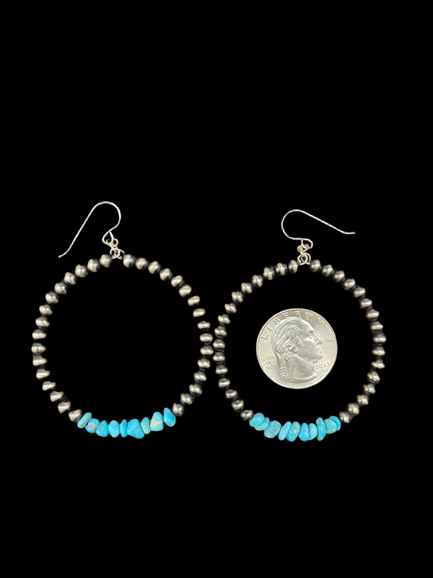 4mm Navajo Pearl Hoops Chunk of Natural Sleeping Beauty