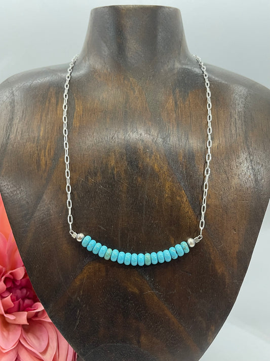 18" Round Turquoise Bead Necklace