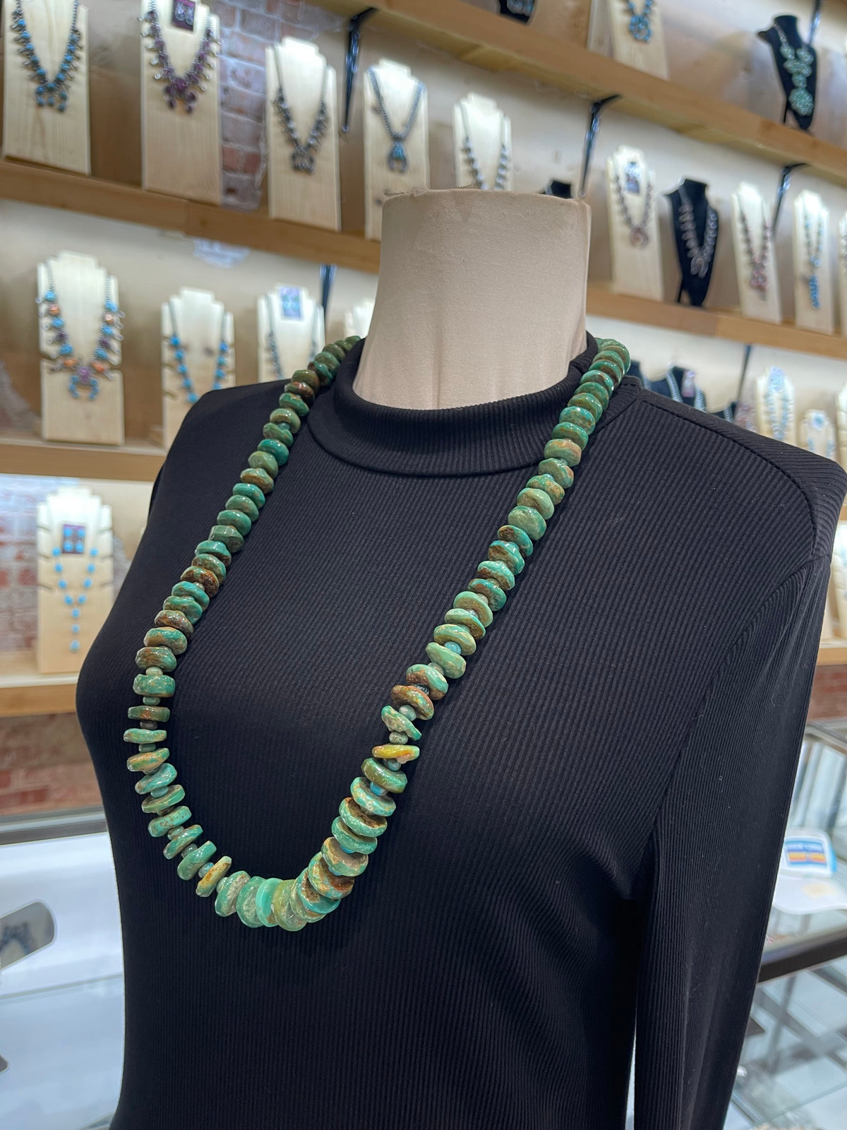 32" Royston Turquoise Natural Cut Bead Necklace