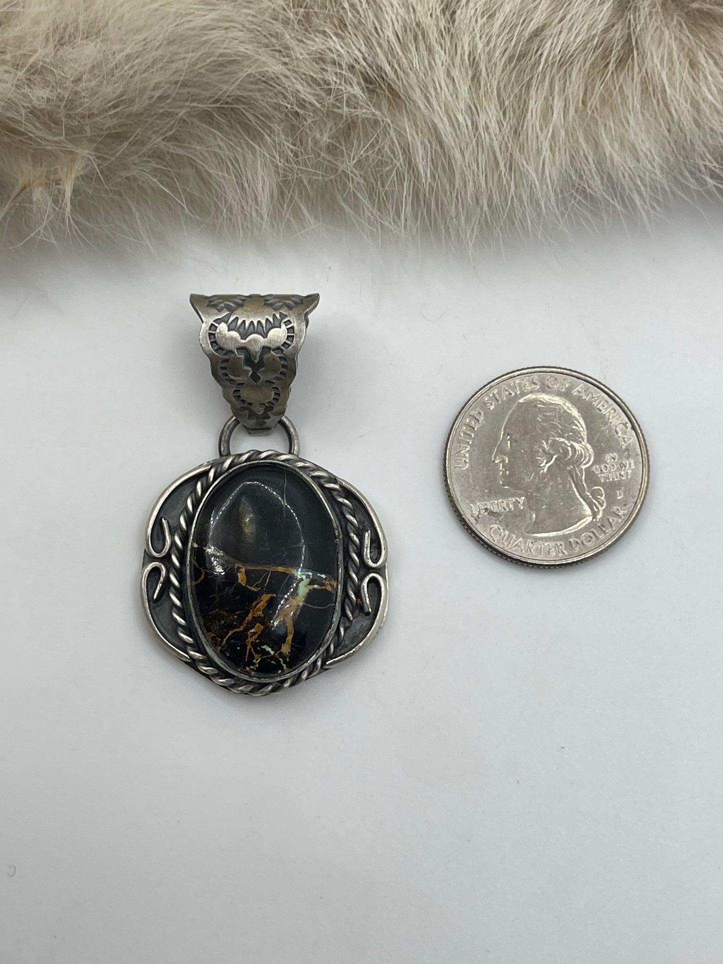 Blackjack Pendant by Gilbert Nez