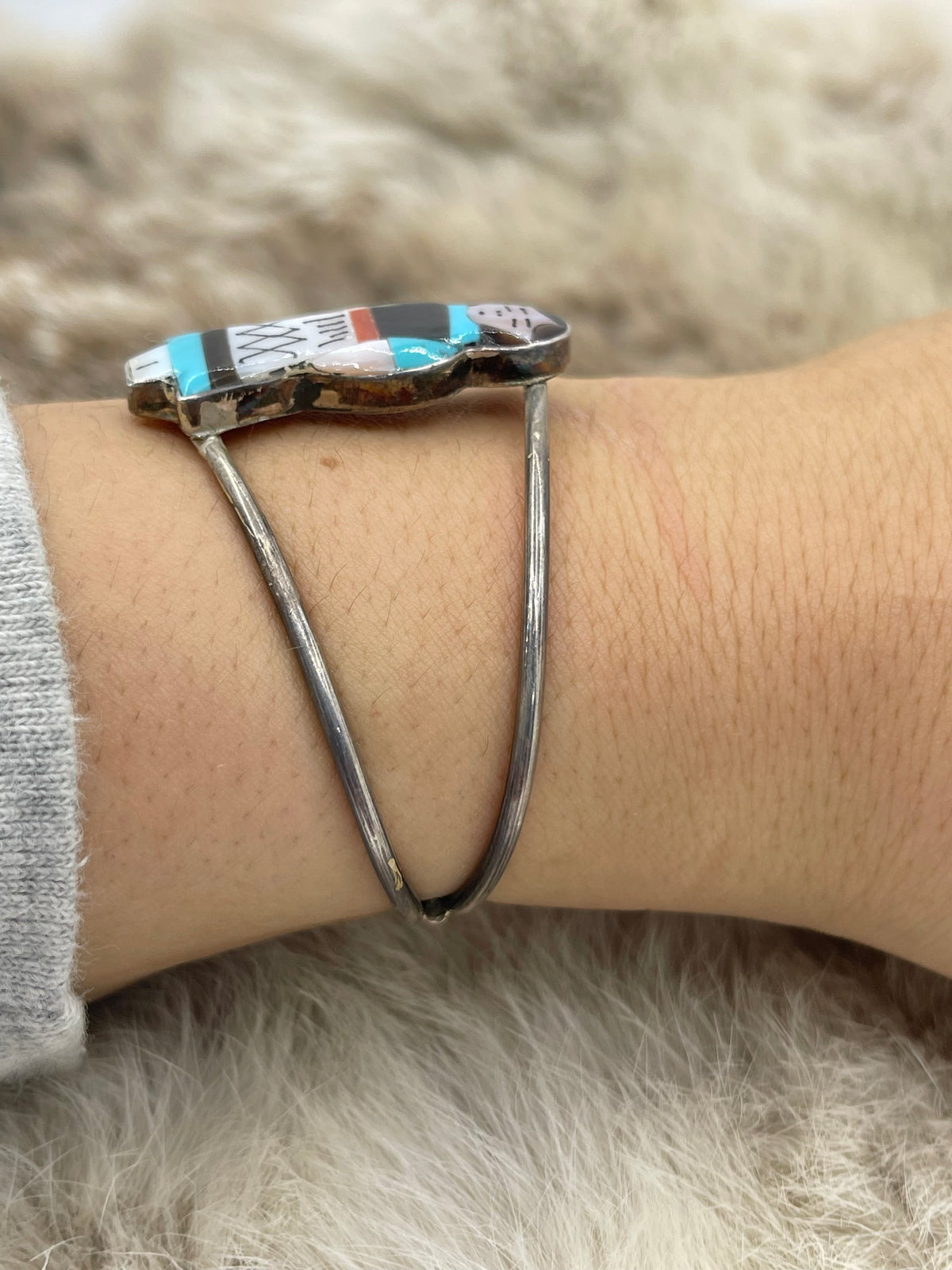 5.25”-6.75” Zuni Maiden Inlay Cuff by Joyce Wasserstein, Zuni