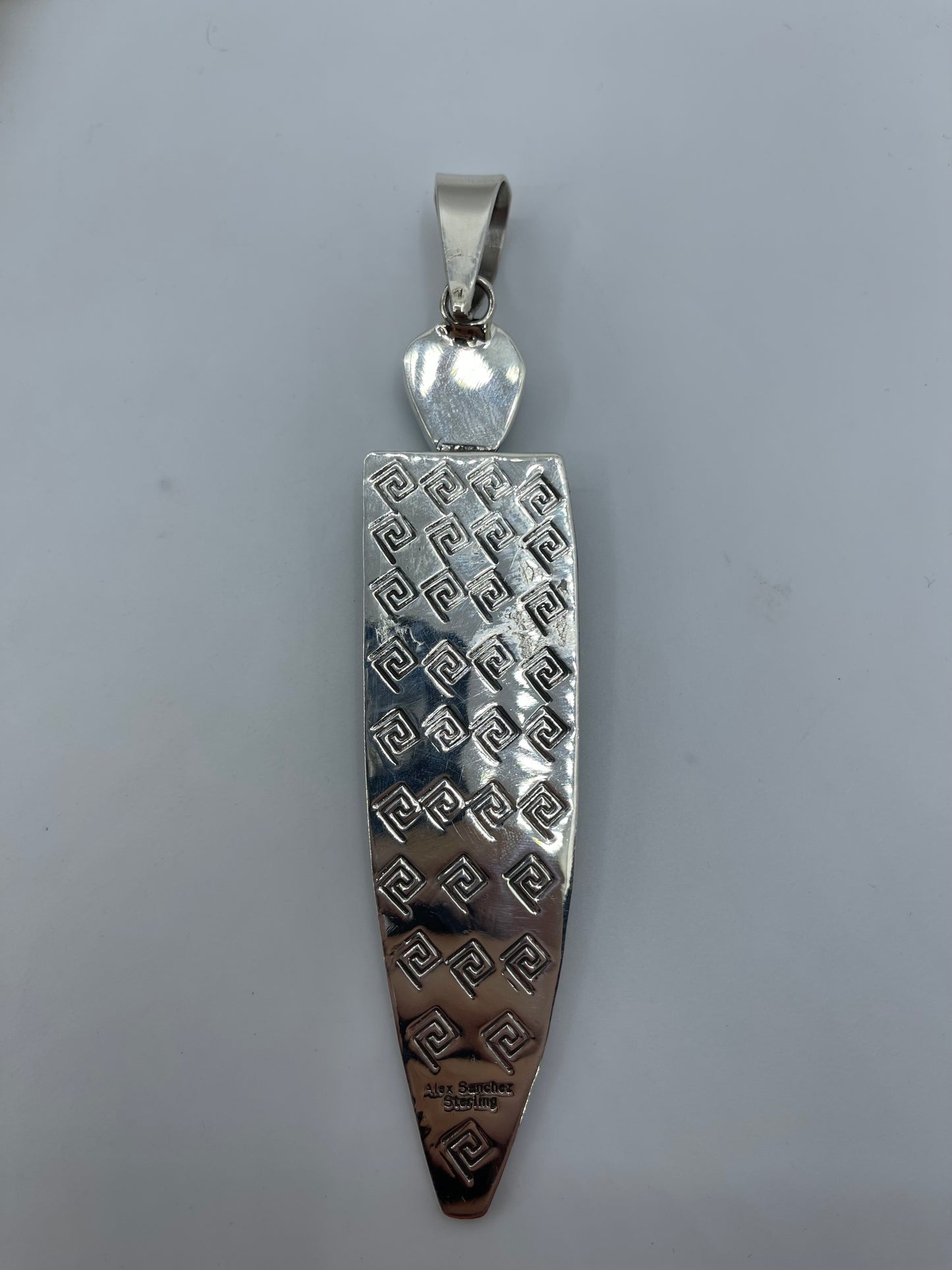 Grandma Petroglyph Pendant with Kingman Web Turquoise by Alex Sanchez, Navajo