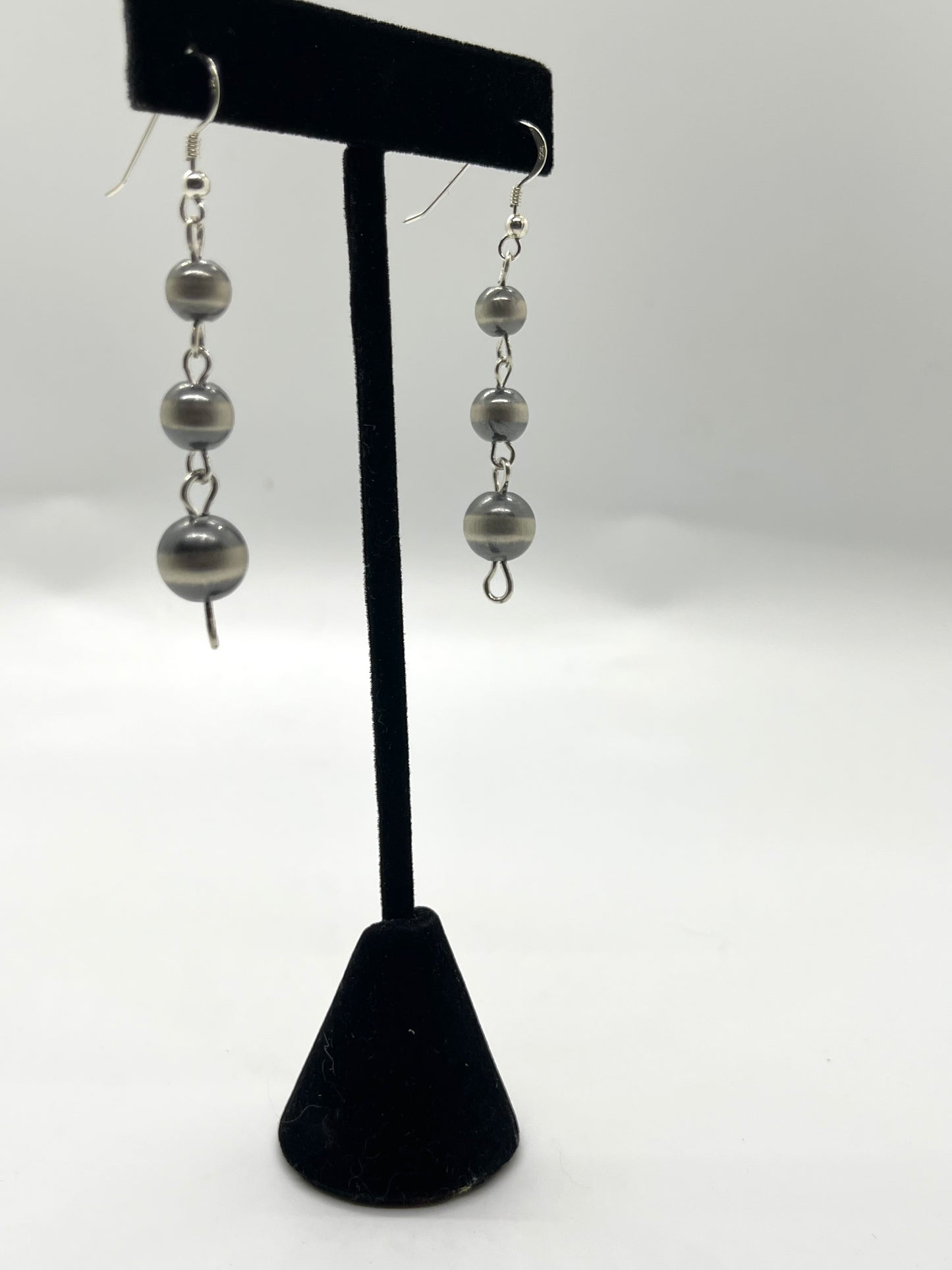 7mm-10mm Handmade Navajo Pear Linked Dangle Earrings
