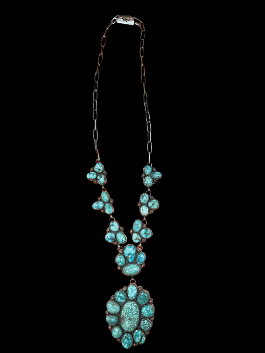 Kingman Web Turquoise Lariat by Ken Nez, Navajo