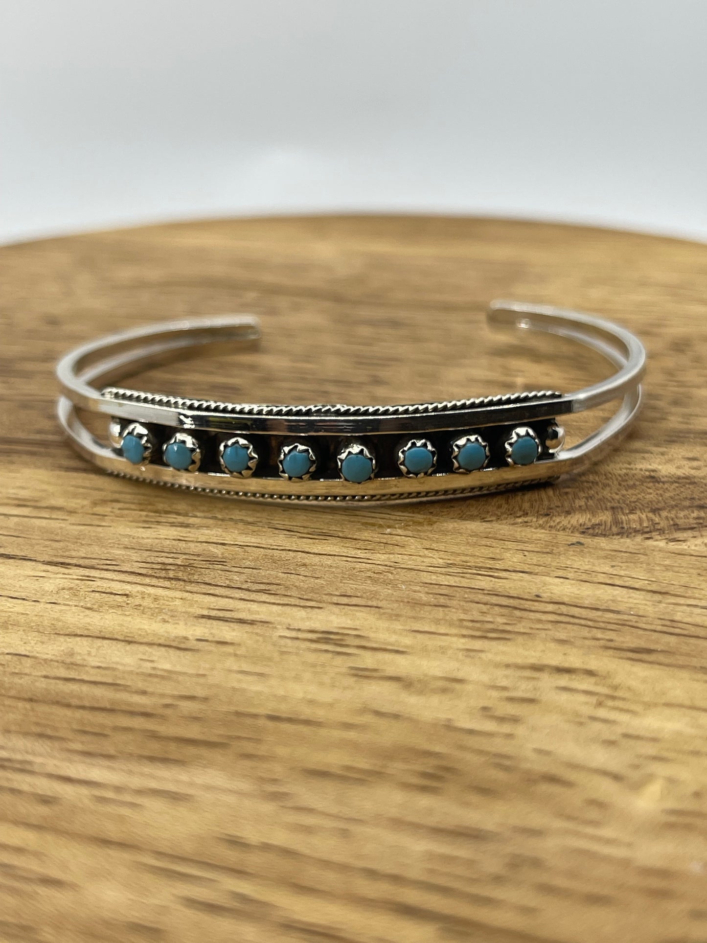 Turquoise 8 Stone Stacker Cuff By Susie Livingston, Zuni