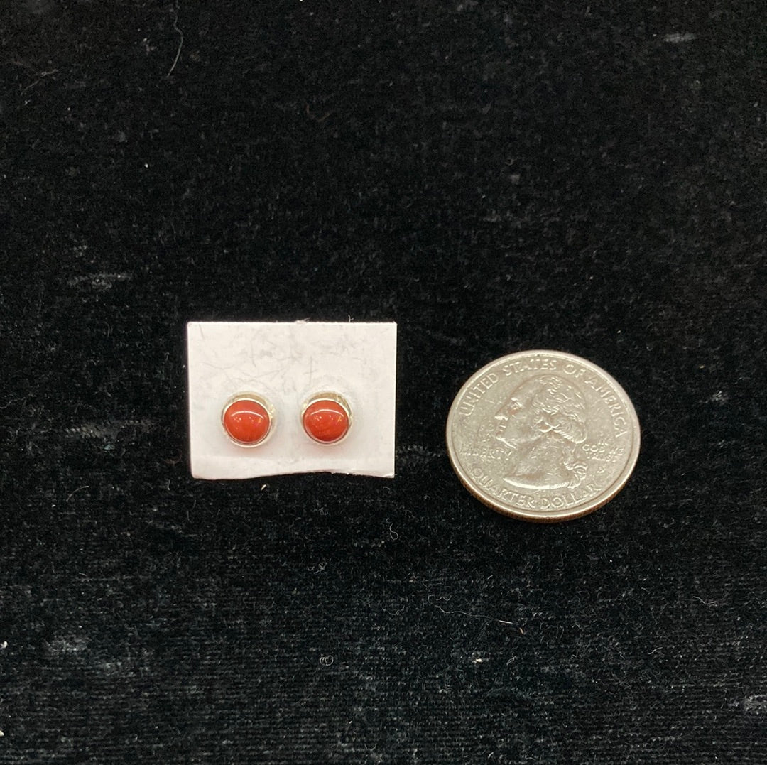 Red Coral Small Stud