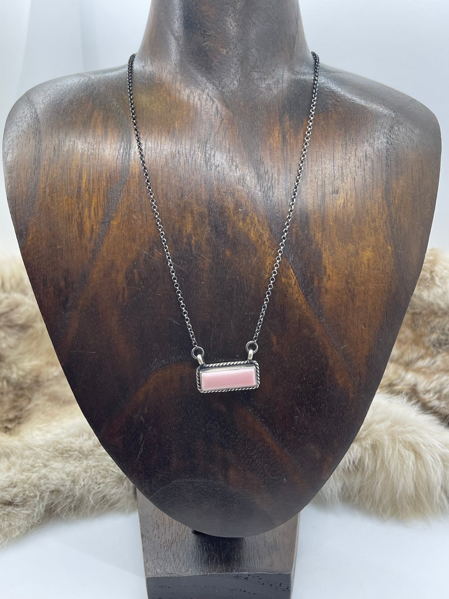 16” Pink Conch Shell 1'' Bar Necklace by Johnny Dixon