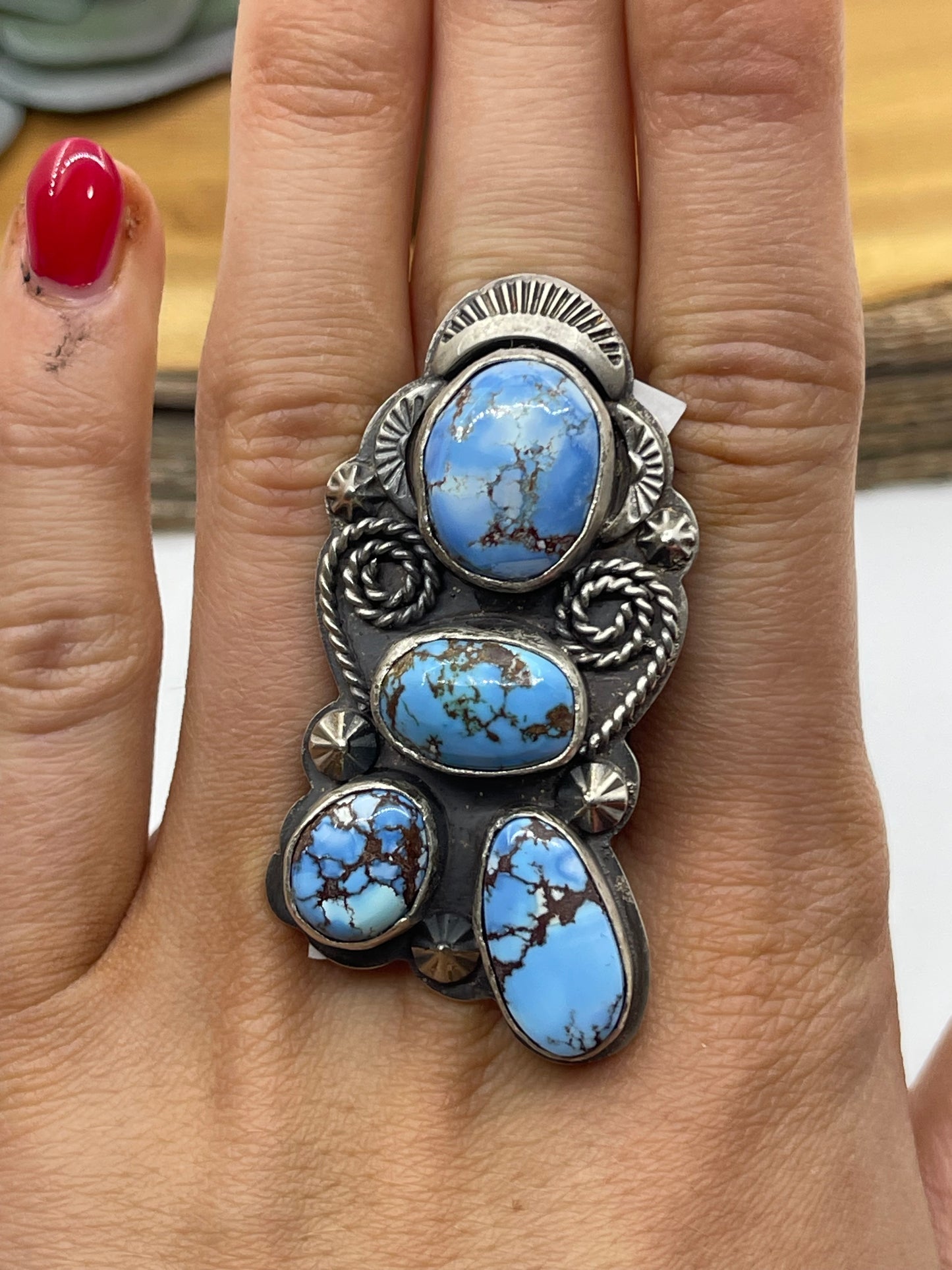 Golden Hills Adjustable 4 Stone Ring by Steven Nez, Navajo