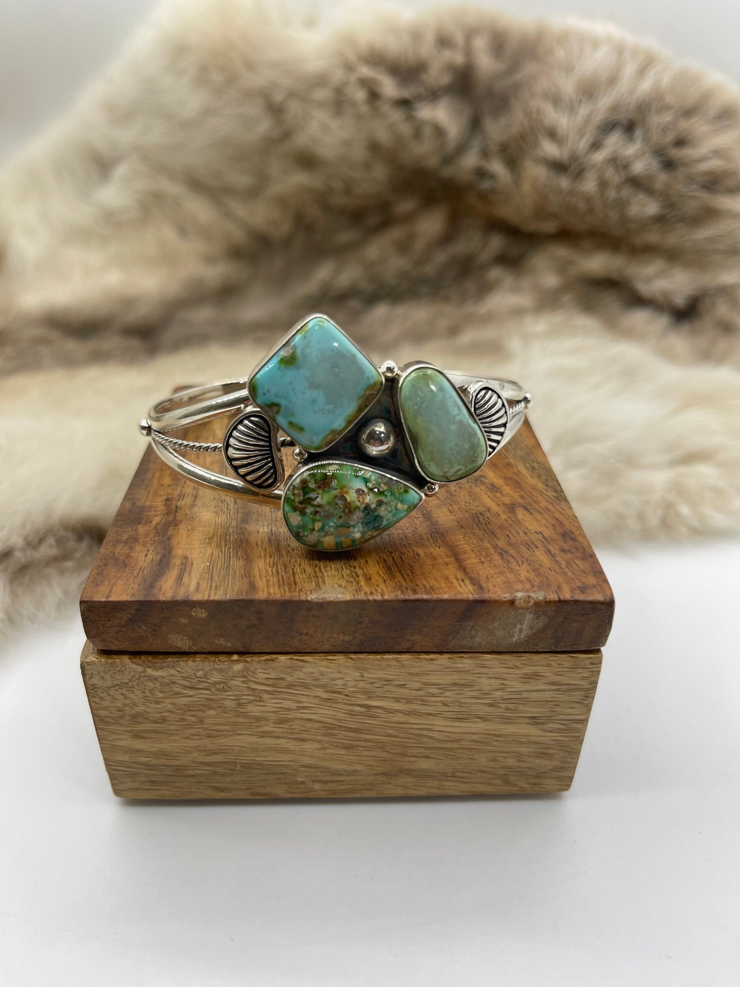 6”-8” 3 Stone Sonoran Gold Turquoise Cuff