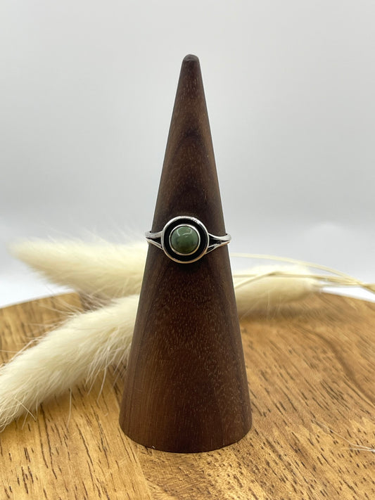 6.0 Dainty Turquoise Circle Ring by Martin Perry, Navajo