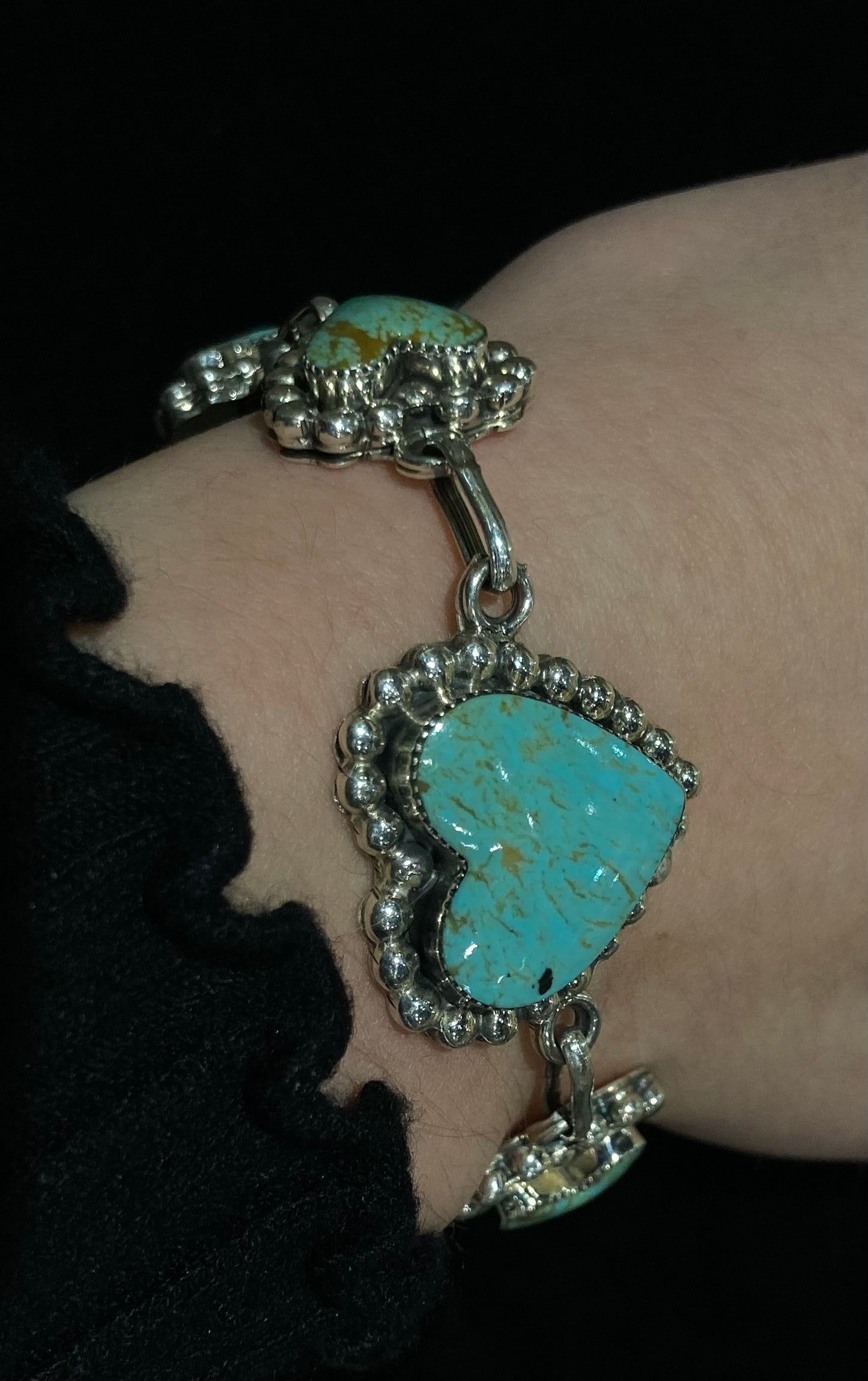 7"-9" Heart Turquoise Bracelet by Annette Martinez, Navajo