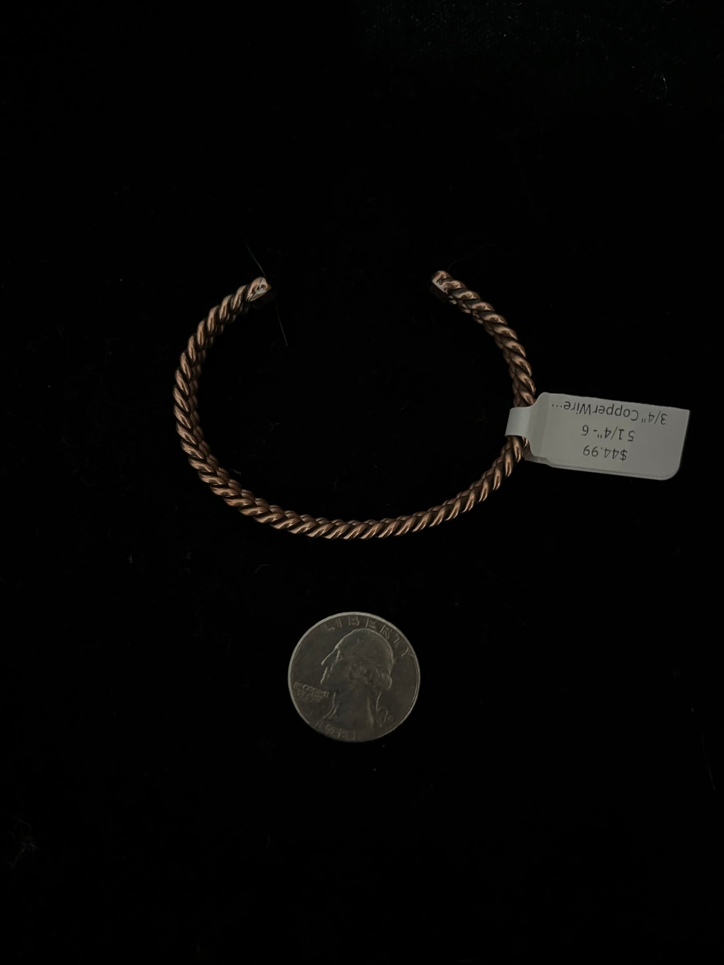 5 1/4"- 6 3/4" Copper Wire Twisted Cuff by Elaine Tahe, Navajo