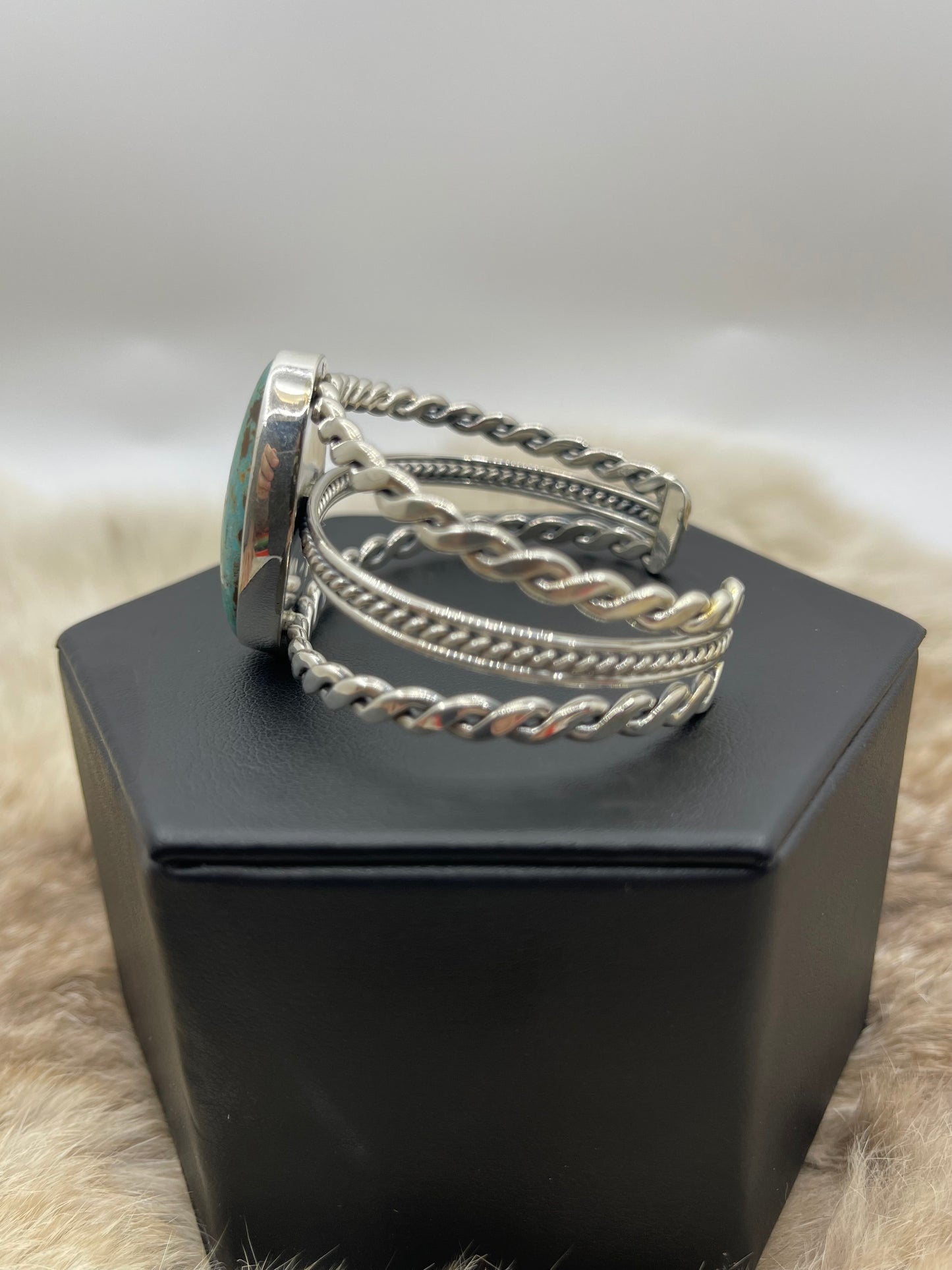 5.25"-7" Cripple Creek Turquoise Cuff by Ray Tom, Navajo