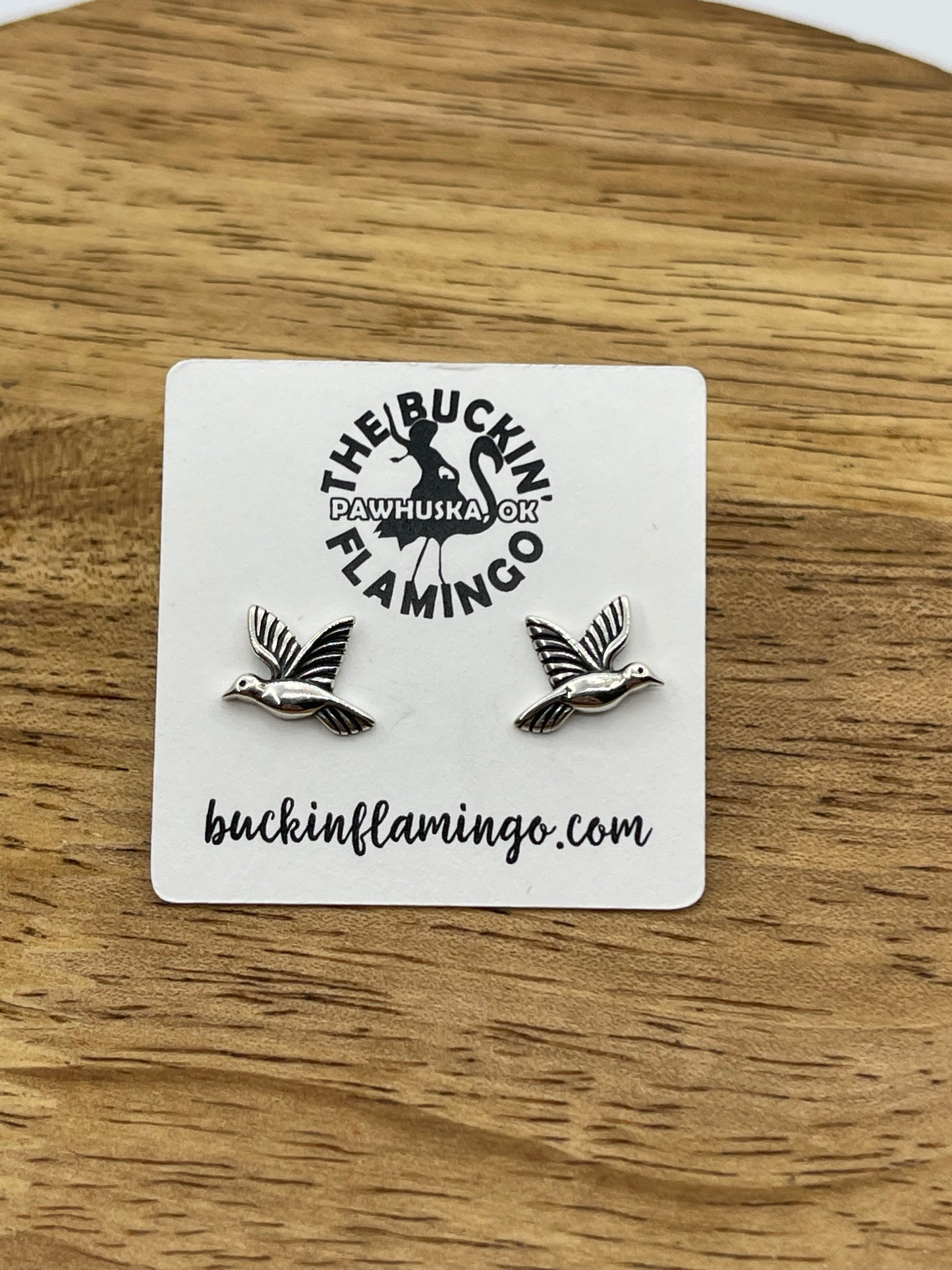 Silver Hummingbird Post Earrings
