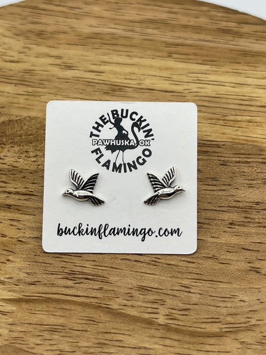 Silver Hummingbird Post Earrings