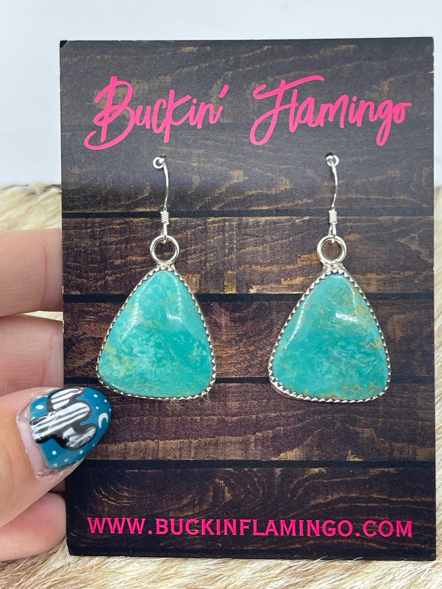 Turquoise Triangle Dangle Earrings by Hiram Largo, Navajo