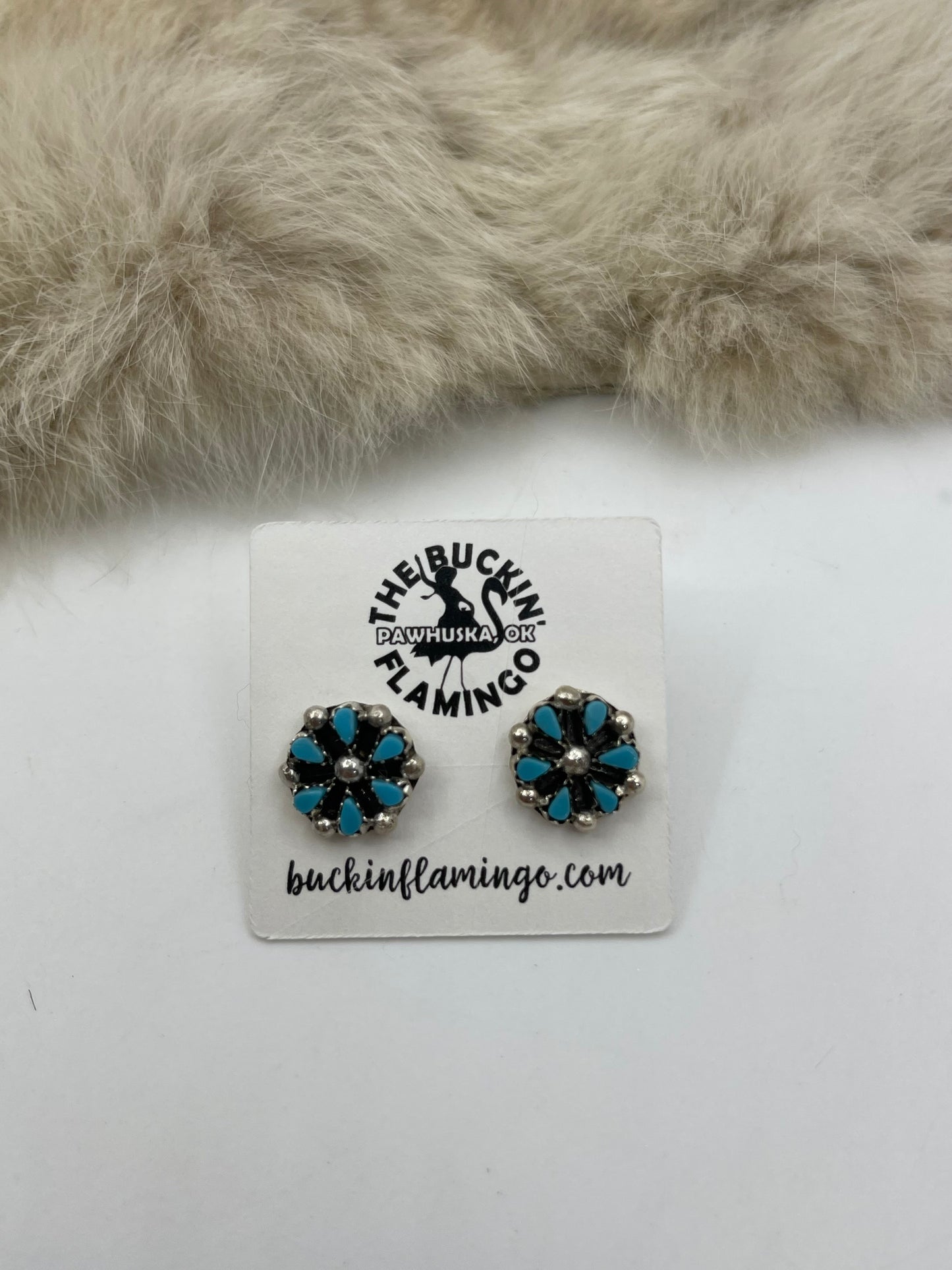 18” + 2” Drop Dainty Zuni Petit Point Cluster Lariat Necklace & Earring Set by Tricia Leekity, Zuni